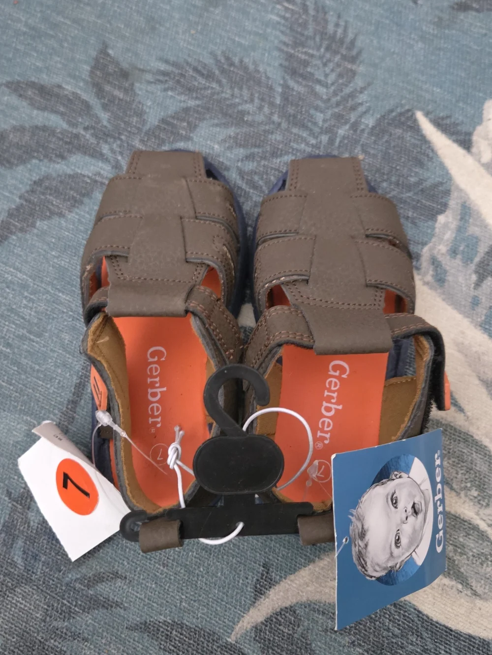Gerber Brown Kids Closed-Toe Sandals with Orange Insole